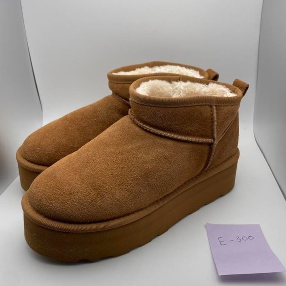 CUSHIONAIRE Women's COZY Genuine Suede pull on platform boot CHESTNUT 8 - Picture 2 of 6